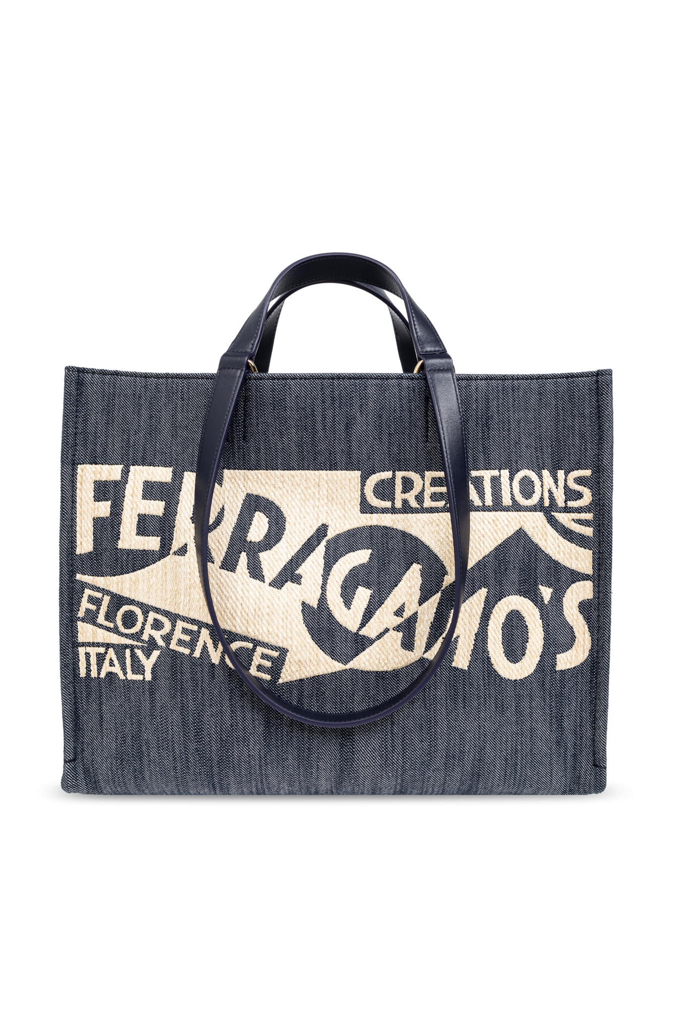 Navy blue 'Sign M' Shopper Bag FERRAGAMO - Vitkac France
